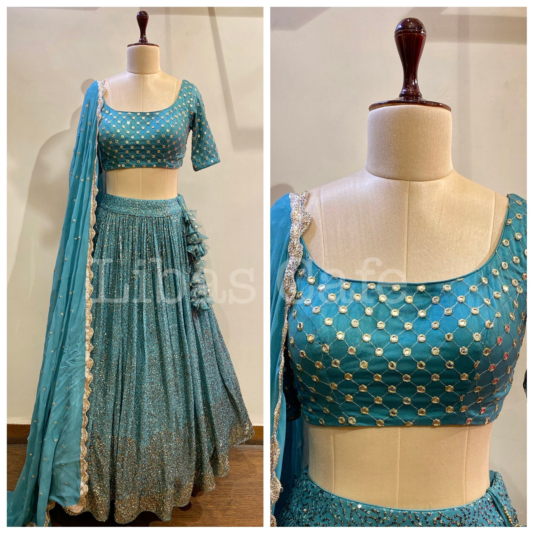 Pastel Blue Sequin Lehenga